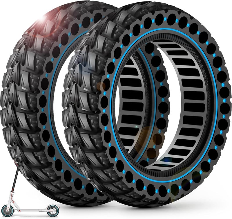 BANGTING 2PCS 60/70-6.5 إطار سكوتر، 10x2.5 بوصة إطار صلب لسيغواي ناينبوت ماكس G2 / G30 / G30D / G30E / G30E / G30LP / G30D II / G30 ماكس، 10x2.5-6.5 بدائل الإطارات للسكوتر الكهربائي (أزرق) - Image 1